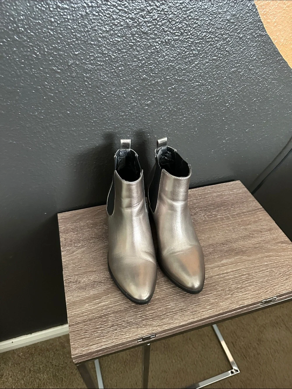 Madden Girl Metallic Silver Pointed Chelsea Ankle Boots